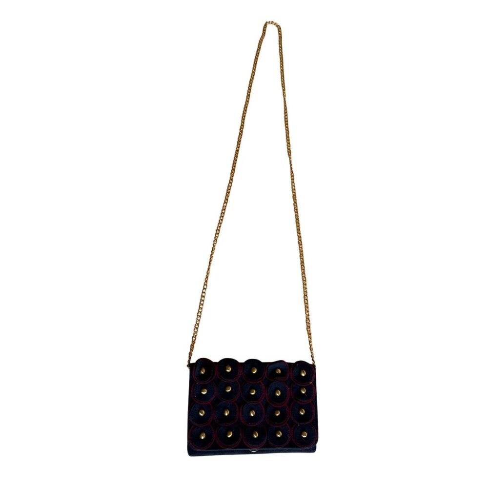 NWT Shiraleah of Chicago Mini Clutch Crossbody Bag Women's Blue Burgundy - Picture 2 of 8